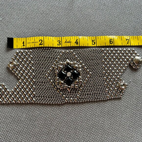 Gorgeous Unique Surgio Gutierrez Liquid Metal & Onyx Framed Zircon Bracelet - Picture 15 of 15